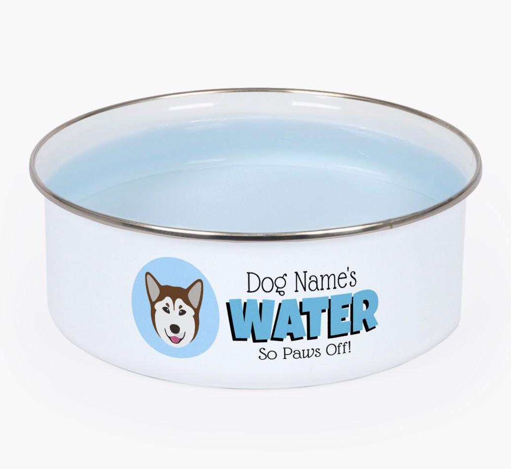 Water, Paws Off: Personalized {breedFullName} Enamel Dog Bowl