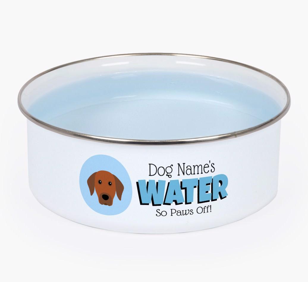 Water, Paws Off: Personalized {breedFullName} Enamel Dog Bowl