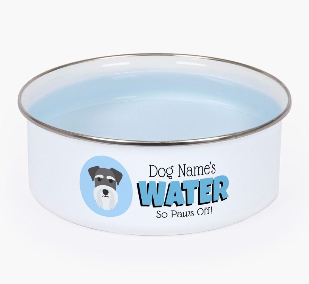 Water, Paws Off: Personalized {breedFullName} Enamel Dog Bowl