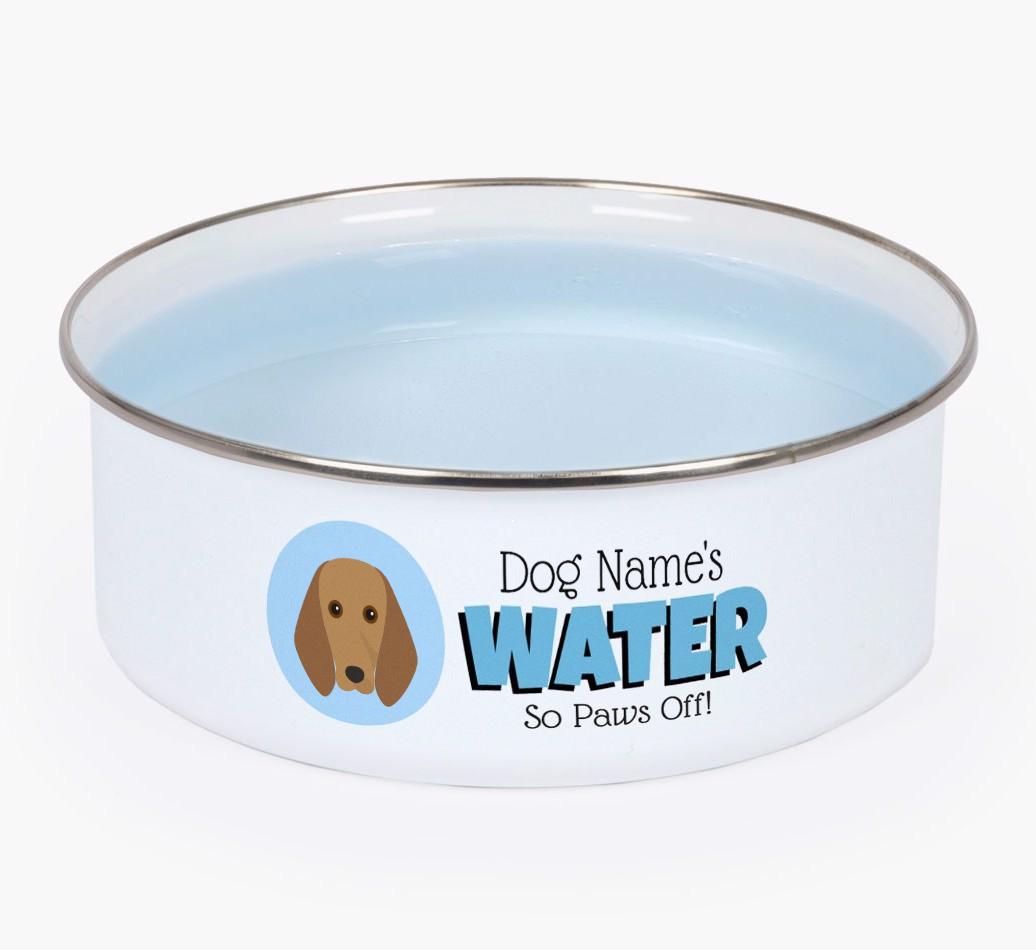 Water, Paws Off: Personalized {breedFullName} Enamel Dog Bowl