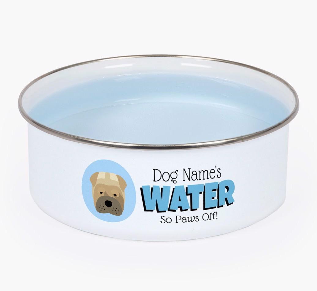 Water, Paws Off: Personalized {breedFullName} Enamel Dog Bowl