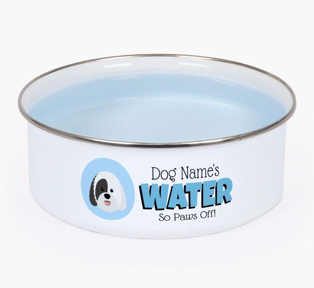 Water, Paws Off: Personalized {breedFullName} Enamel Dog Bowl
