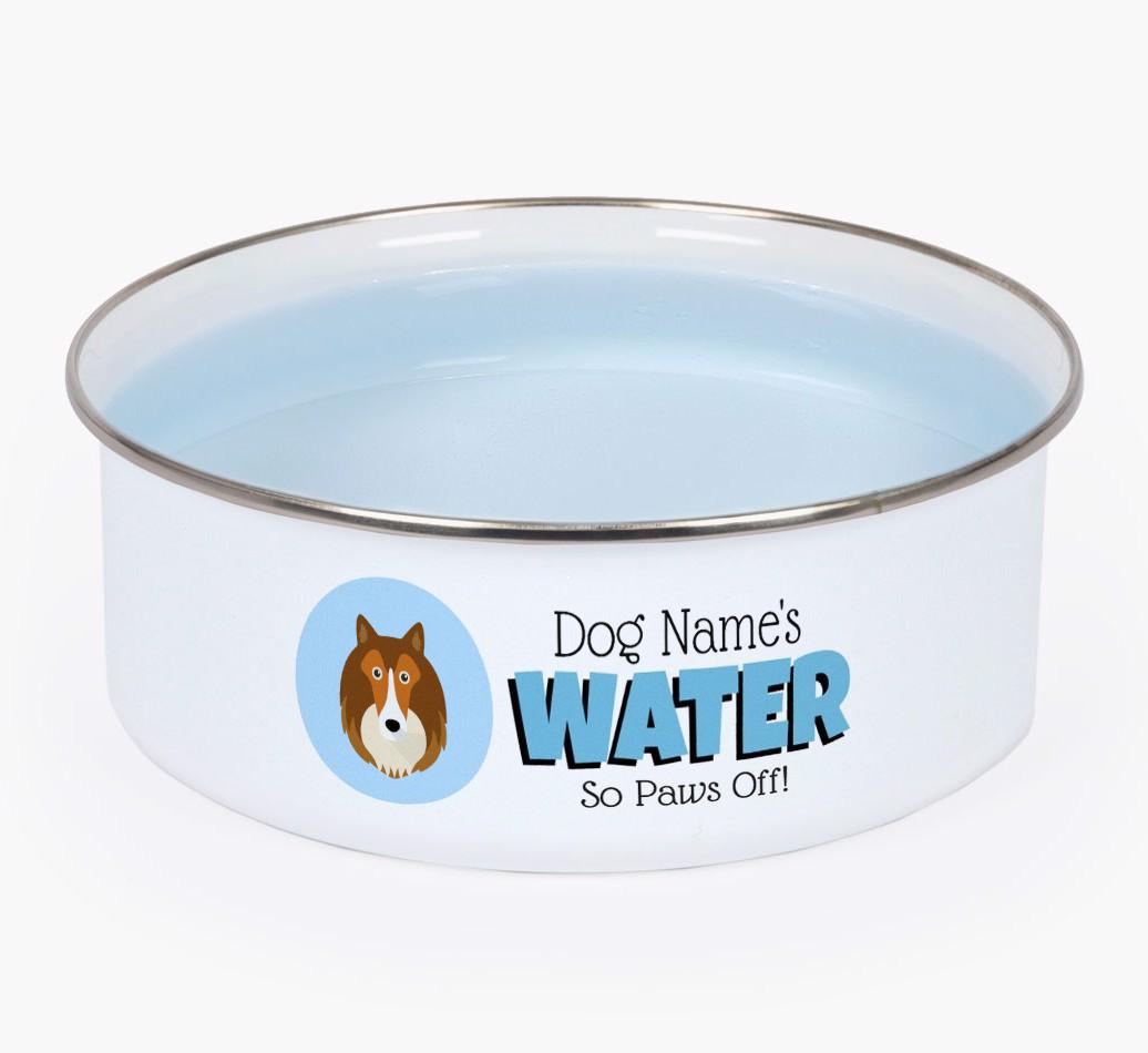 Water, Paws Off: Personalized {breedFullName} Enamel Dog Bowl