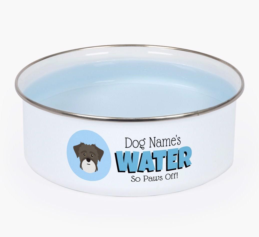 Water, Paws Off: Personalized {breedFullName} Enamel Dog Bowl