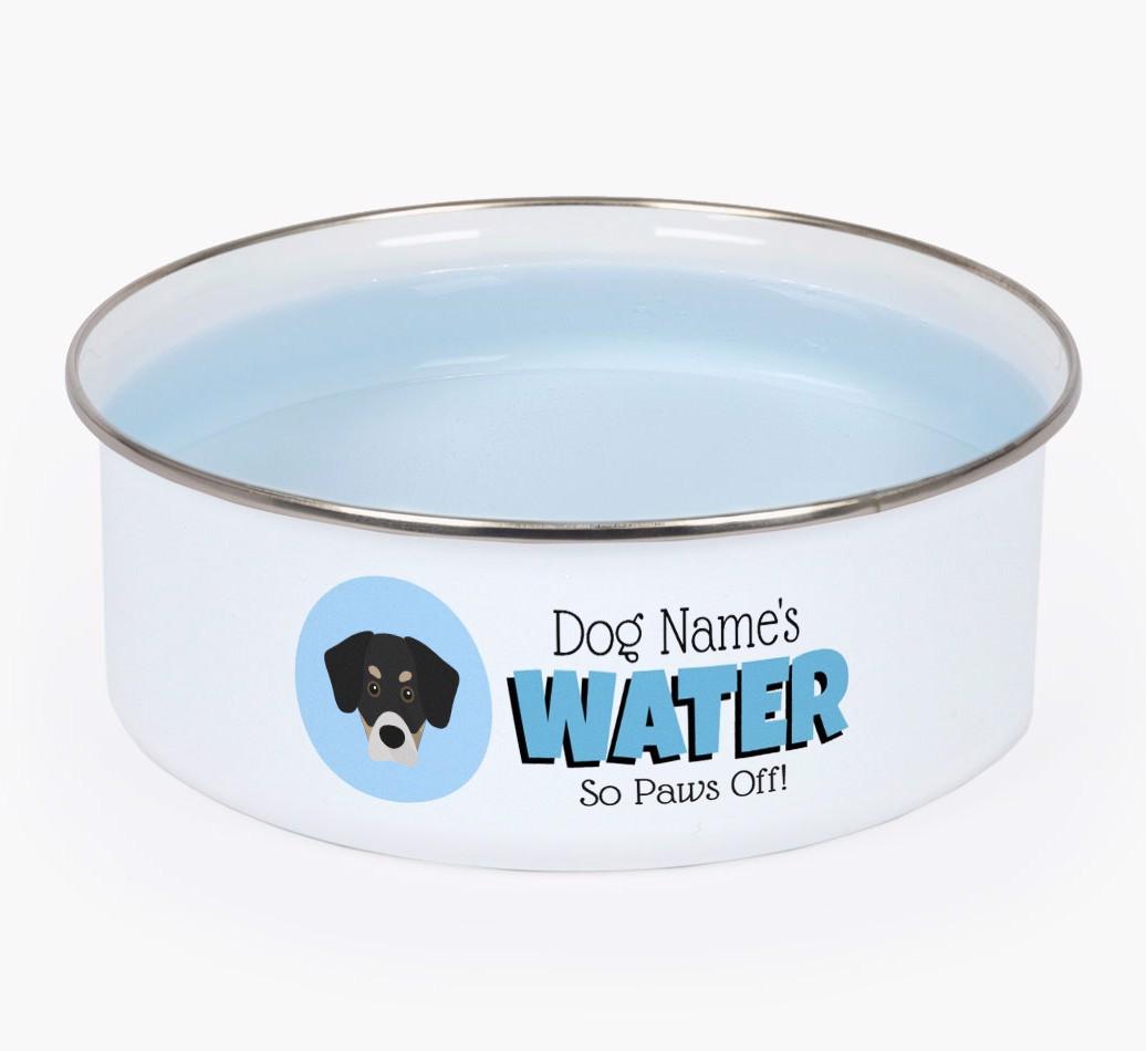 Water, Paws Off: Personalized {breedFullName} Enamel Dog Bowl