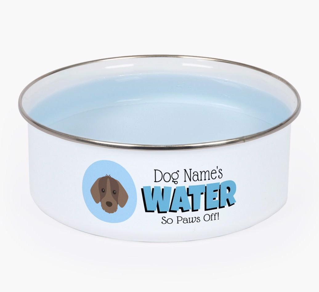 Water, Paws Off: Personalized {breedFullName} Enamel Dog Bowl