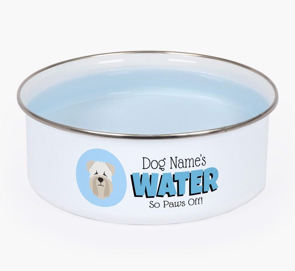 Water, Paws Off: Personalized {breedFullName} Enamel Dog Bowl