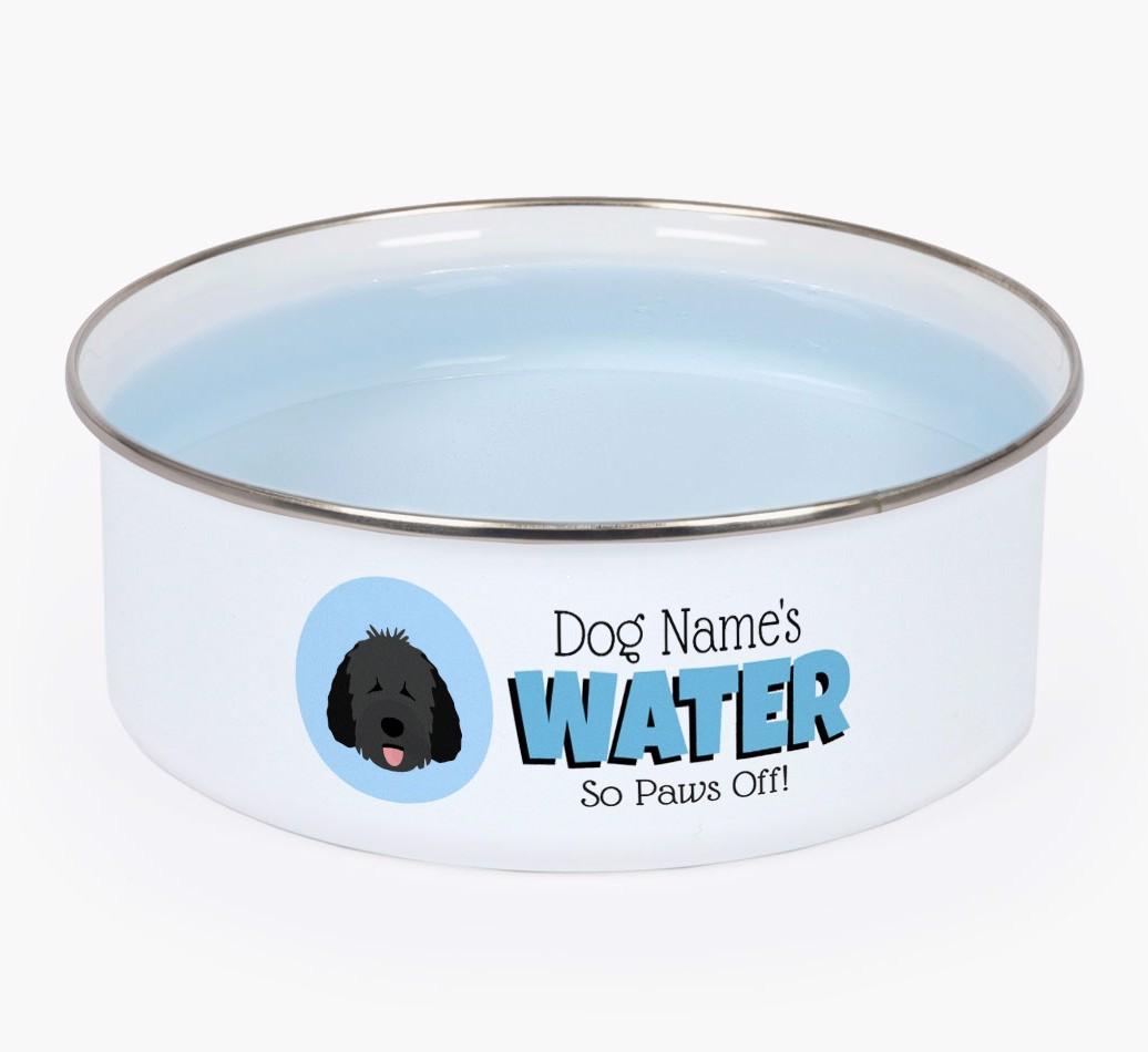 Water, Paws Off: Personalized {breedFullName} Enamel Dog Bowl