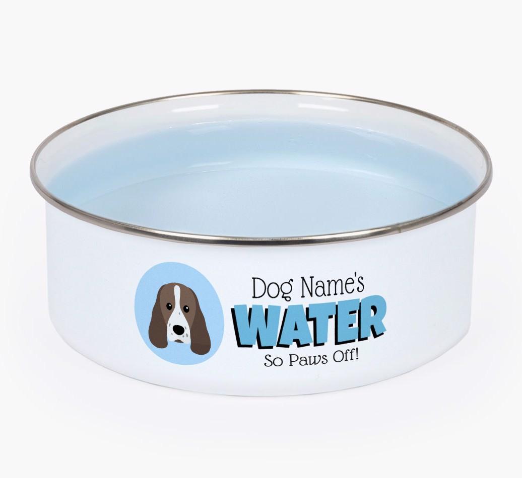 Water, Paws Off: Personalized {breedFullName} Enamel Dog Bowl
