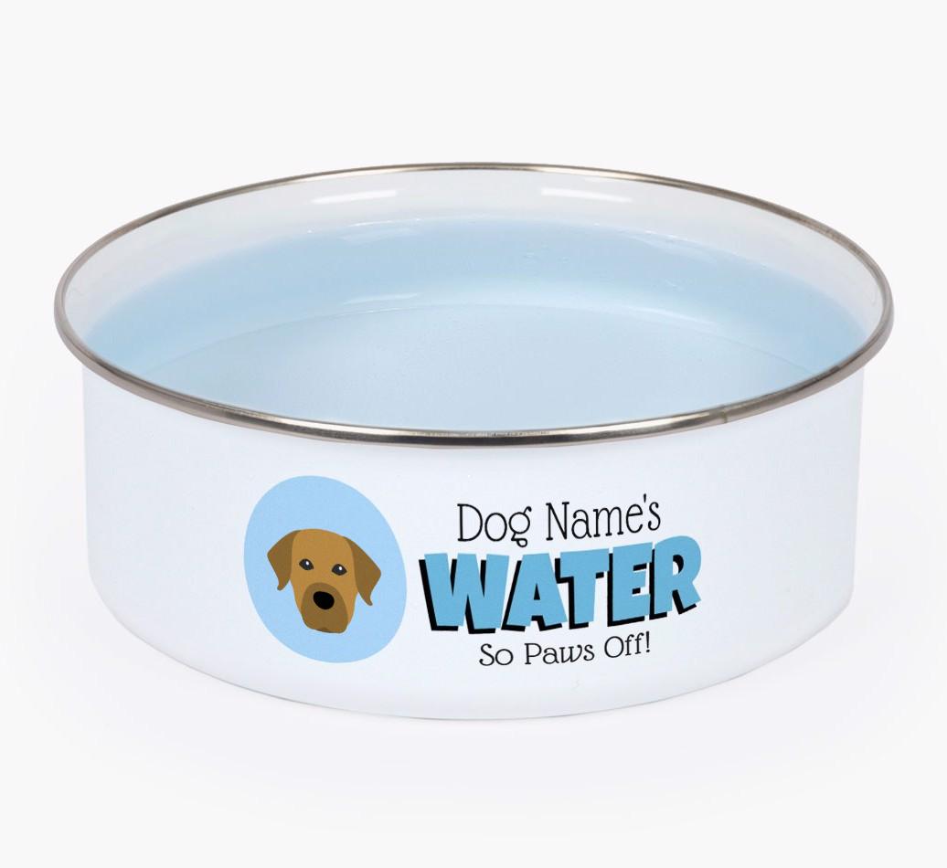 Water, Paws Off: Personalized {breedFullName} Enamel Dog Bowl