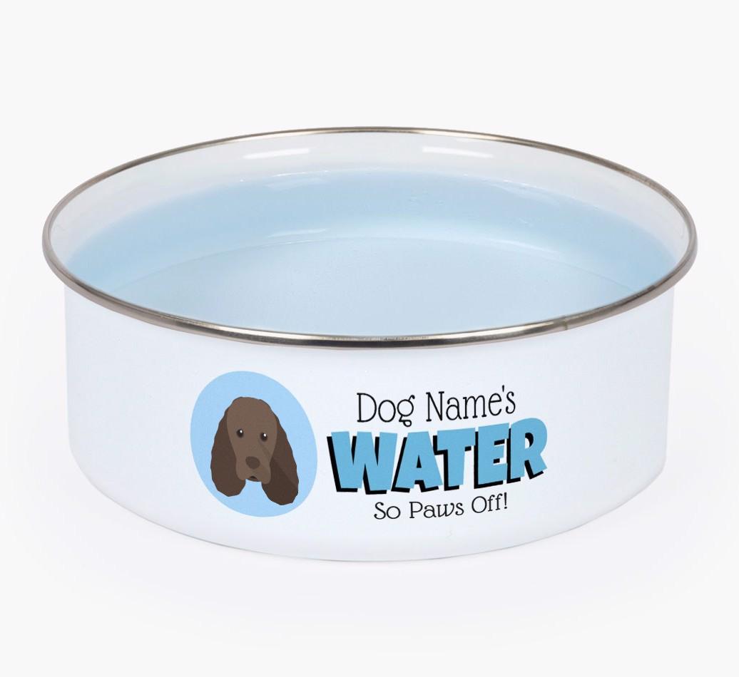 Water, Paws Off: Personalized {breedFullName} Enamel Dog Bowl