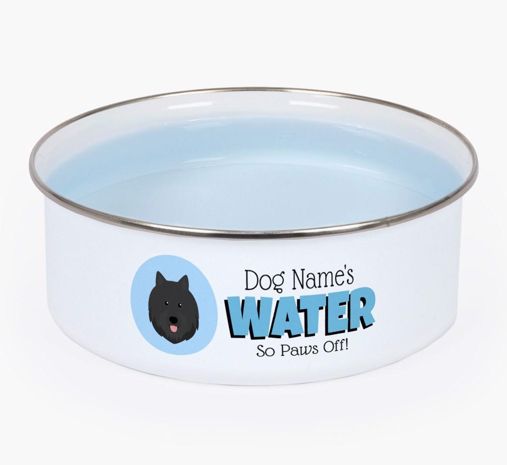 Water, Paws Off: Personalized {breedFullName} Enamel Dog Bowl