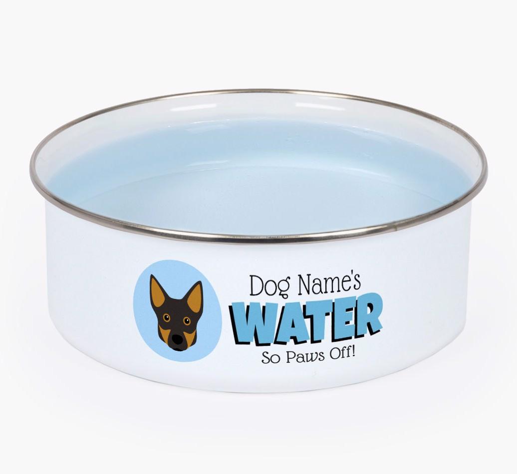 Water, Paws Off: Personalized {breedFullName} Enamel Dog Bowl