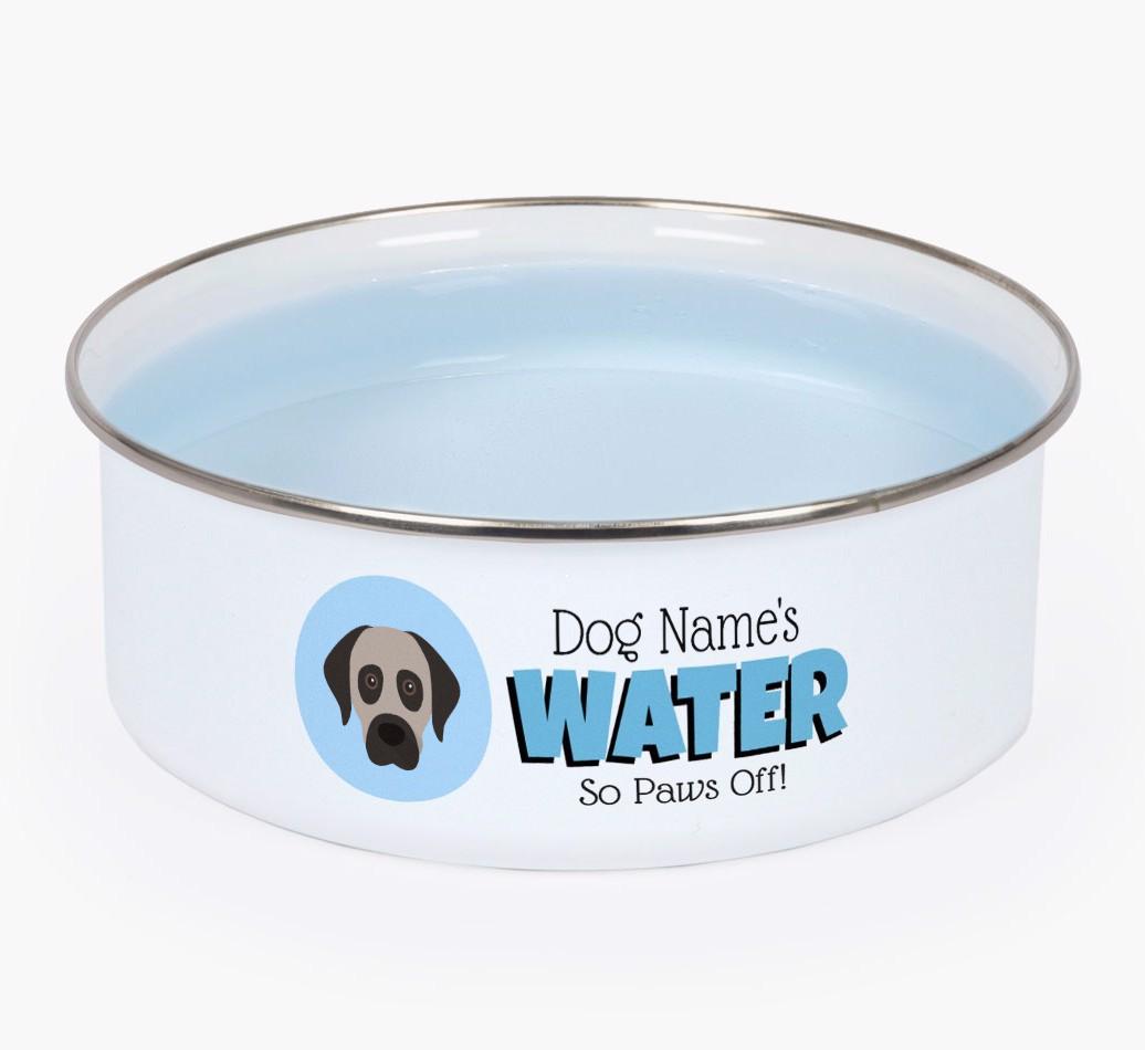 Water, Paws Off: Personalized {breedFullName} Enamel Dog Bowl