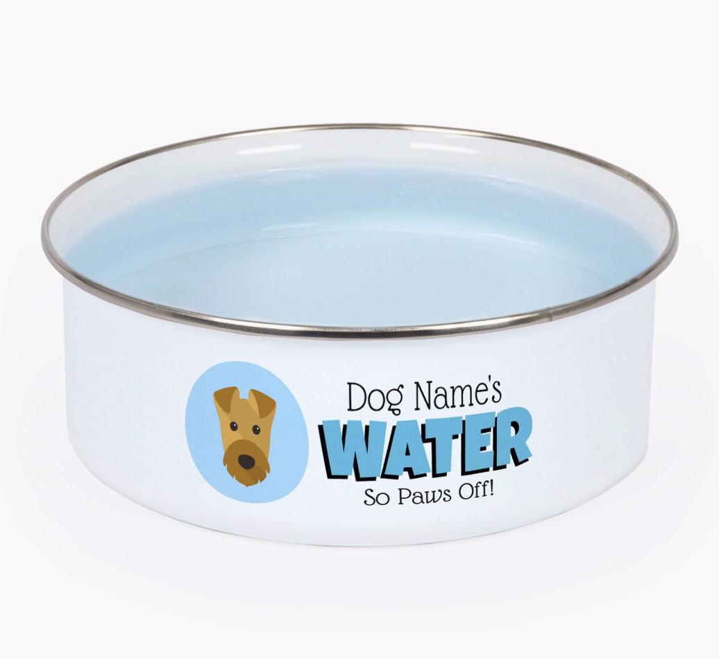 Water, Paws Off: Personalized {breedFullName} Enamel Dog Bowl
