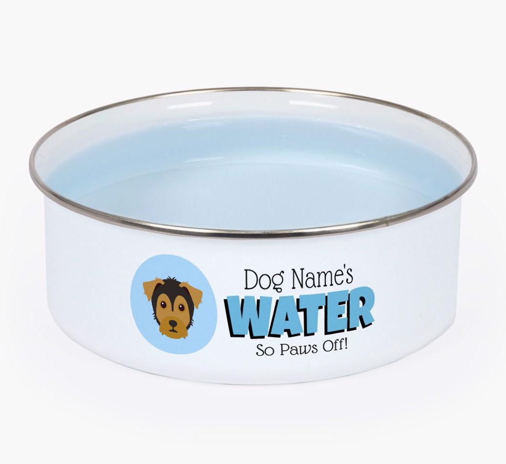 Water, Paws Off: Personalized {breedFullName} Enamel Dog Bowl