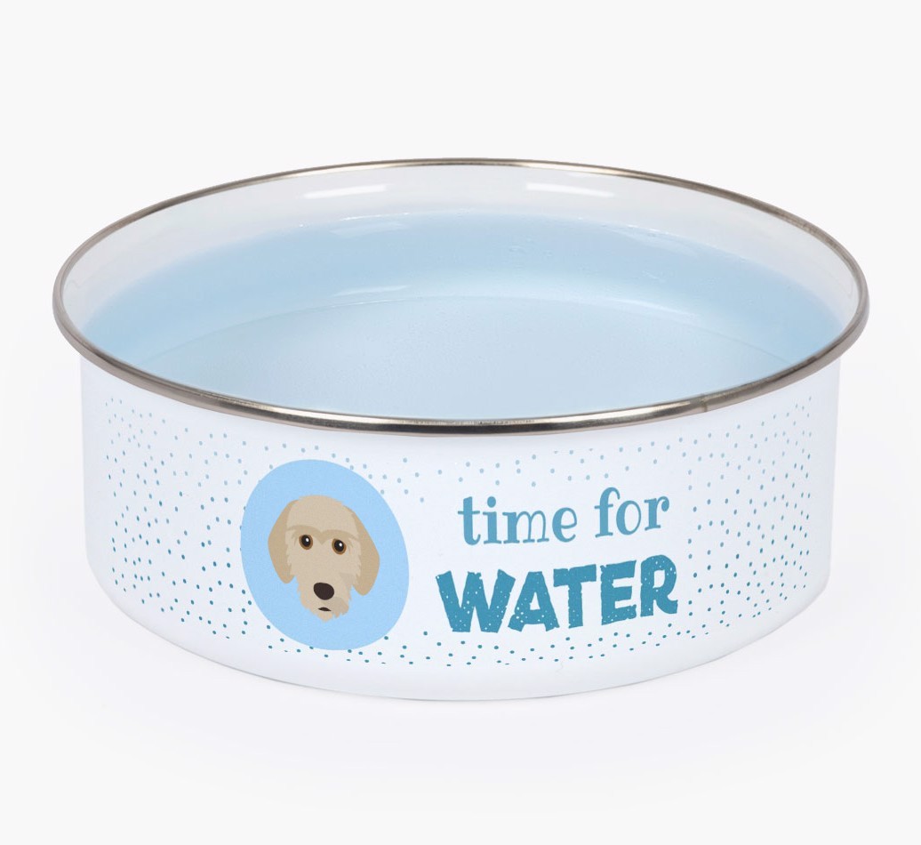 Time For Water: Personalised {breedFullName} Enamel Dog Bowl