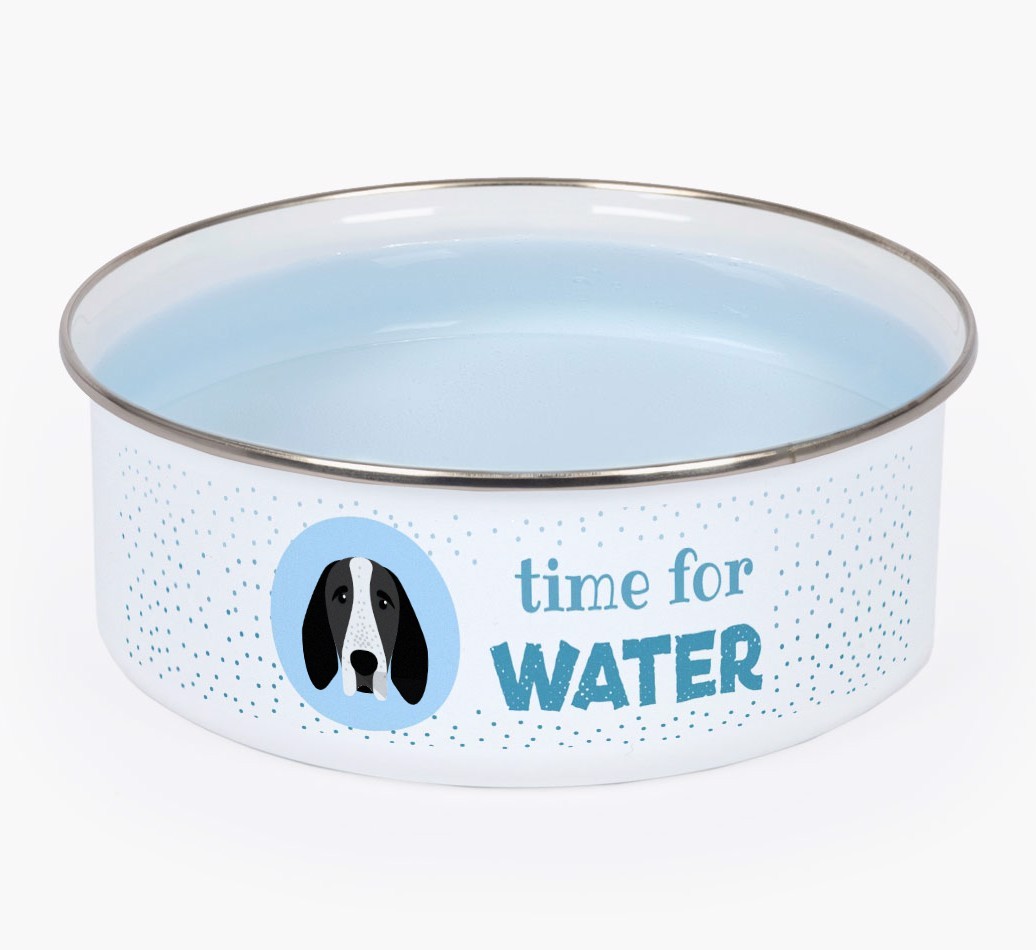 Time For Water: Personalised {breedFullName} Enamel Dog Bowl