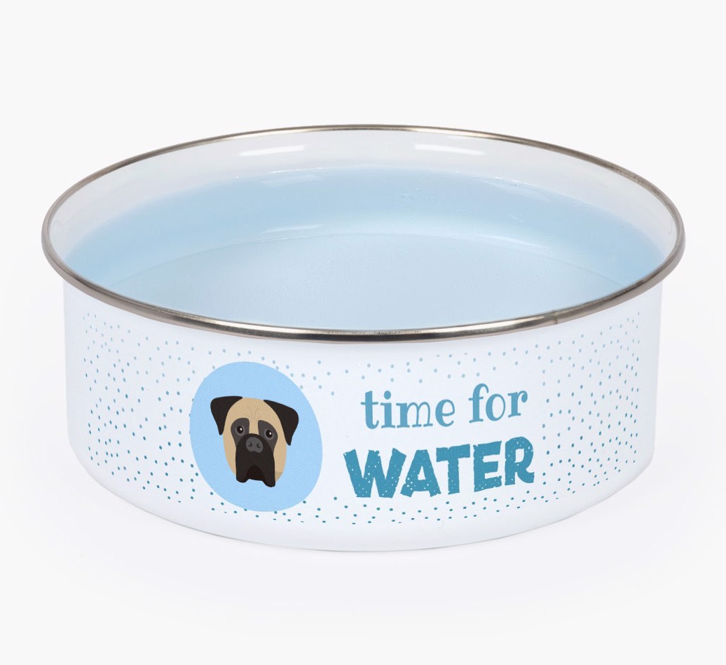 Time For Water: Personalised {breedFullName} Enamel Dog Bowl