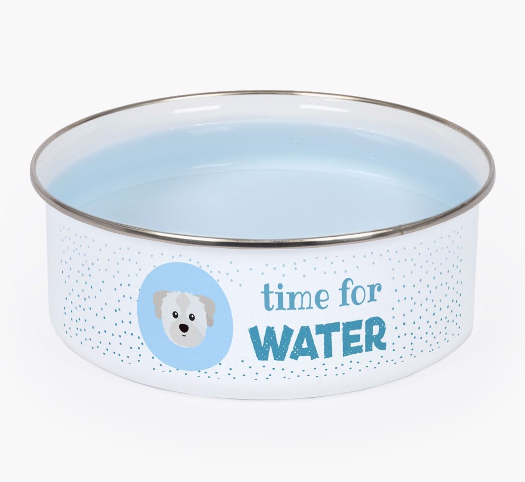 Time For Water: Personalised {breedFullName} Enamel Dog Bowl