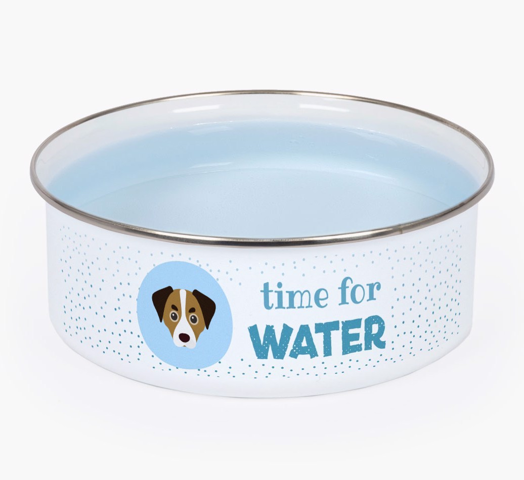 Time For Water: Personalised {breedFullName} Enamel Dog Bowl