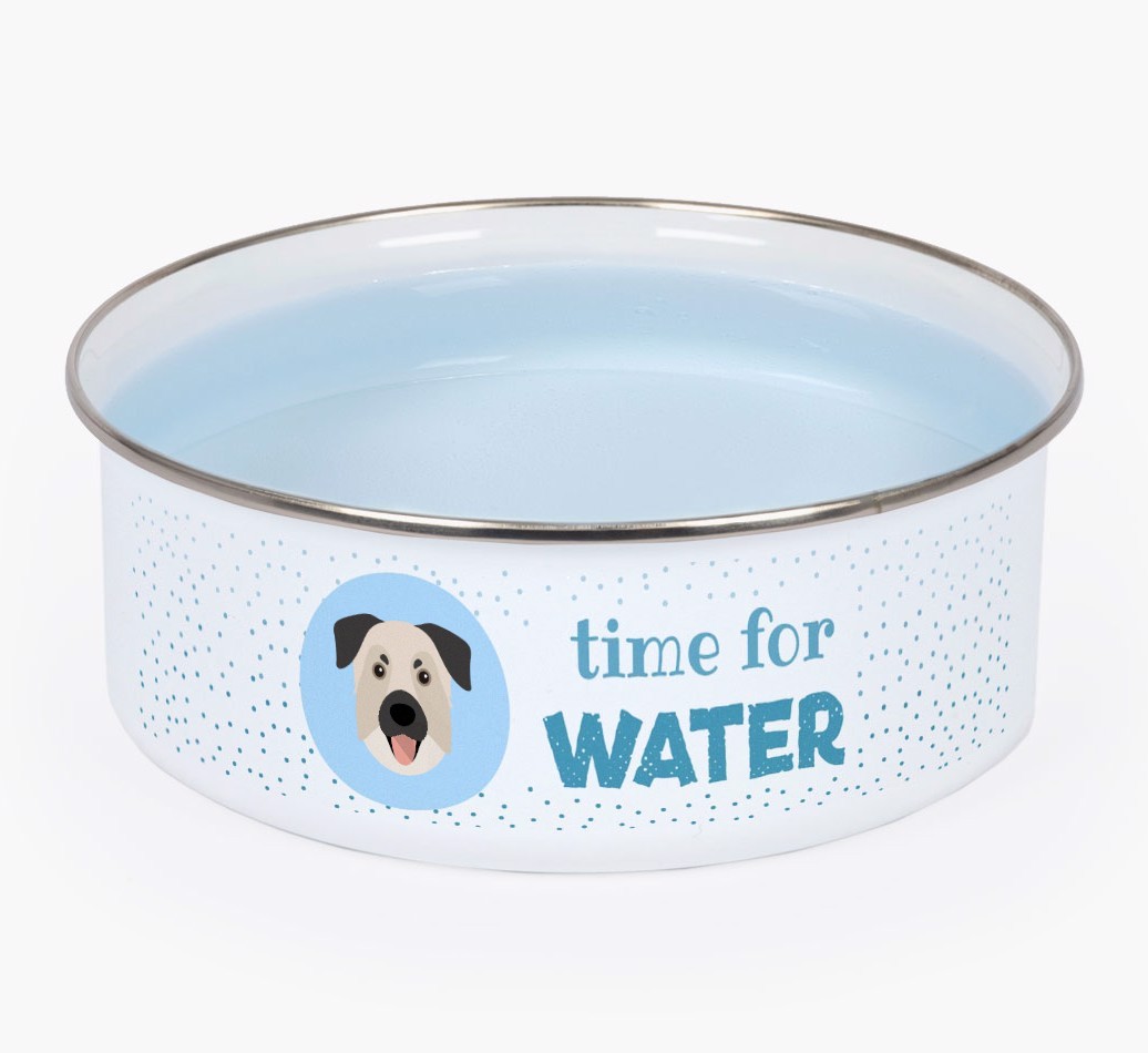 Time For Water: Personalised {breedFullName} Enamel Dog Bowl