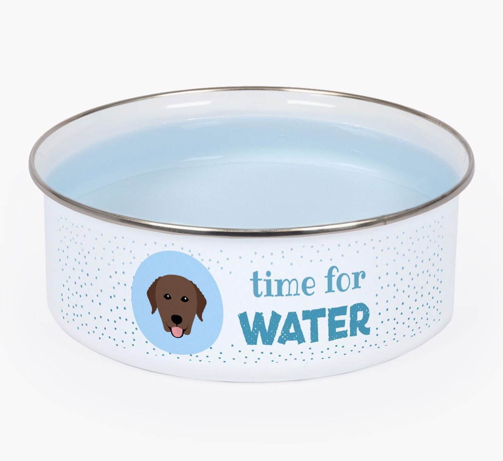 Time For Water: Personalised {breedFullName} Enamel Dog Bowl
