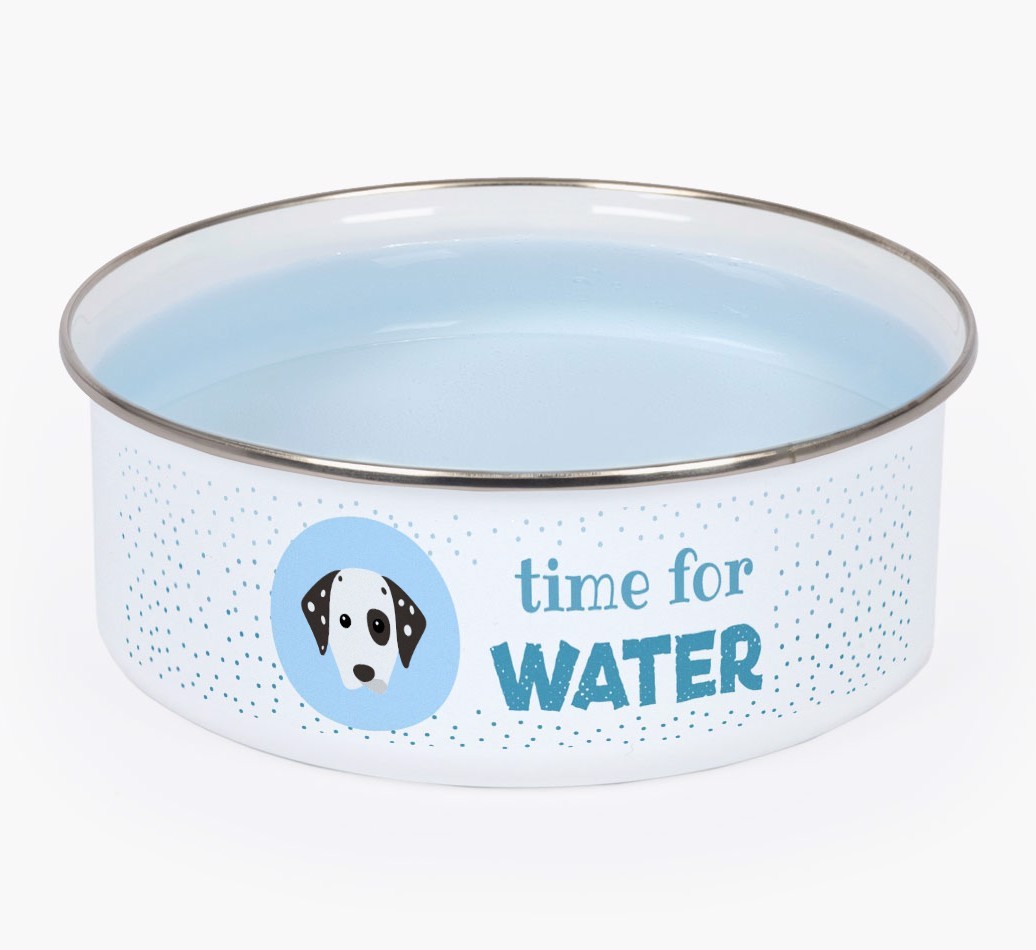 Time For Water: Personalised {breedFullName} Enamel Dog Bowl