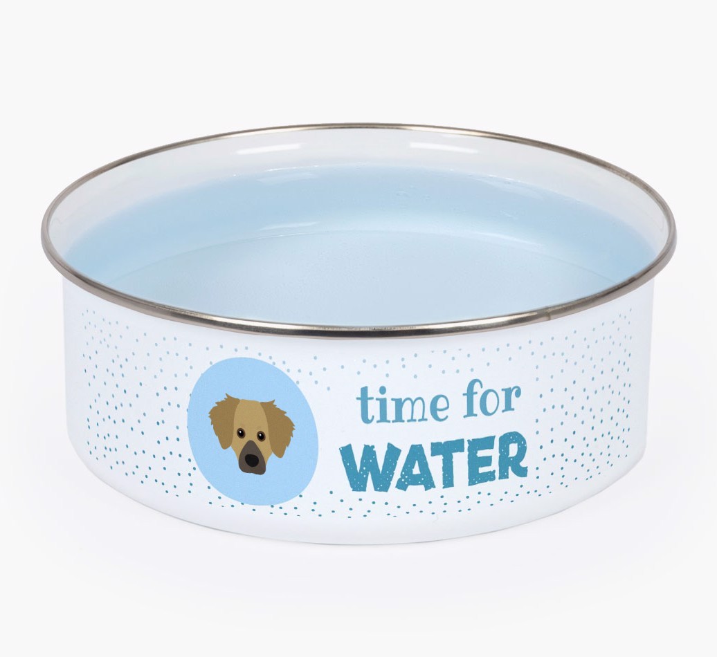 Time For Water: Personalised {breedFullName} Enamel Dog Bowl