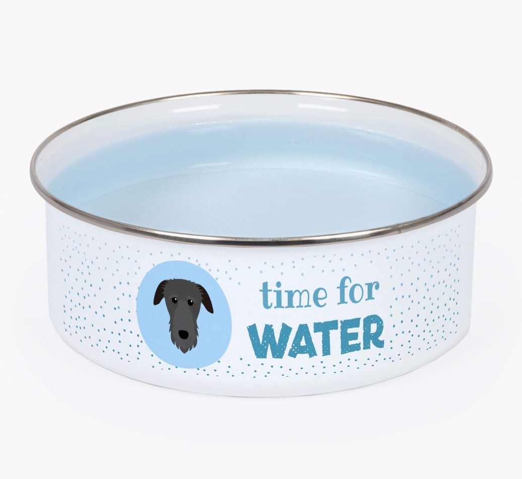 Time For Water: Personalised {breedFullName} Enamel Dog Bowl