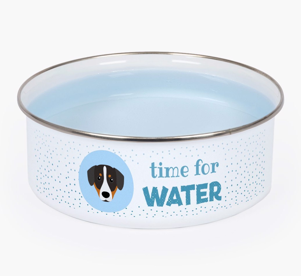 Time For Water: Personalised {breedFullName} Enamel Dog Bowl