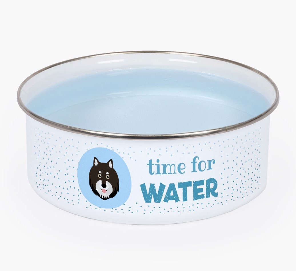 Time For Water: Personalised {breedFullName} Enamel Dog Bowl