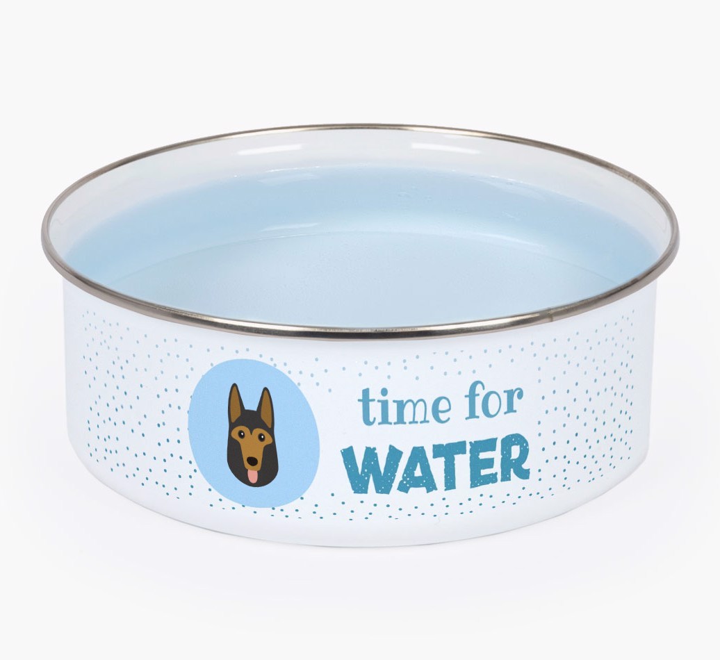 Time For Water: Personalised {breedFullName} Enamel Dog Bowl
