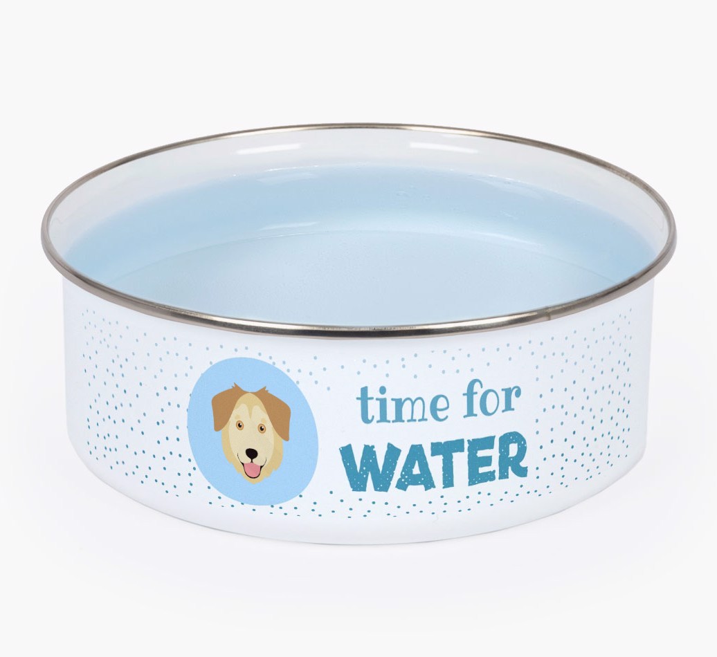 Time For Water: Personalised {breedFullName} Enamel Dog Bowl