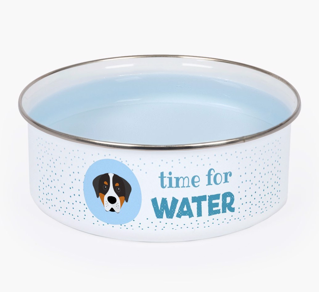 Time For Water: Personalised {breedFullName} Enamel Dog Bowl