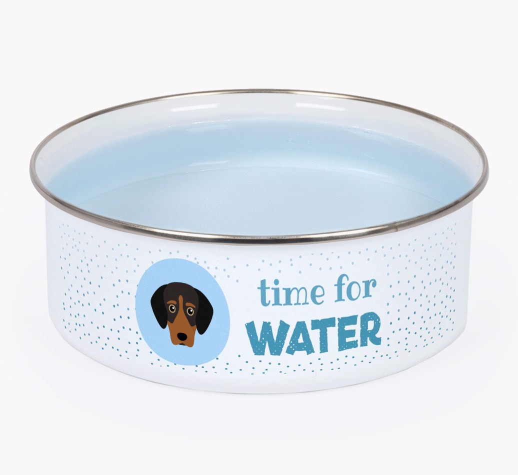 Time For Water: Personalised {breedFullName} Enamel Dog Bowl