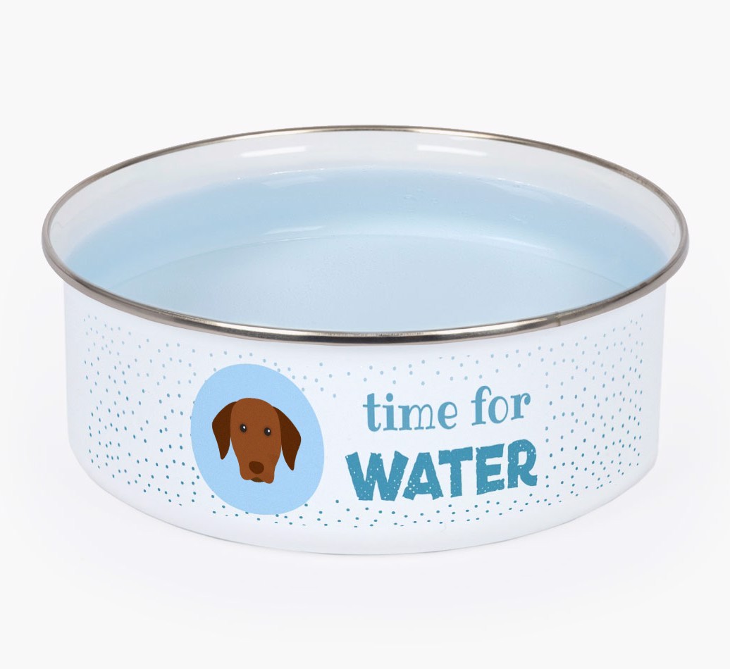 Time For Water: Personalised {breedFullName} Enamel Dog Bowl