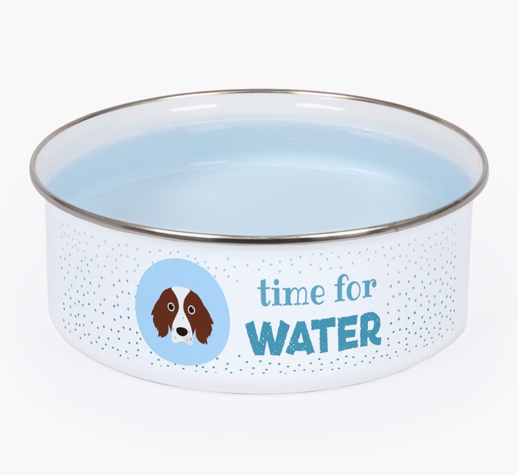Time For Water: Personalised {breedFullName} Enamel Dog Bowl