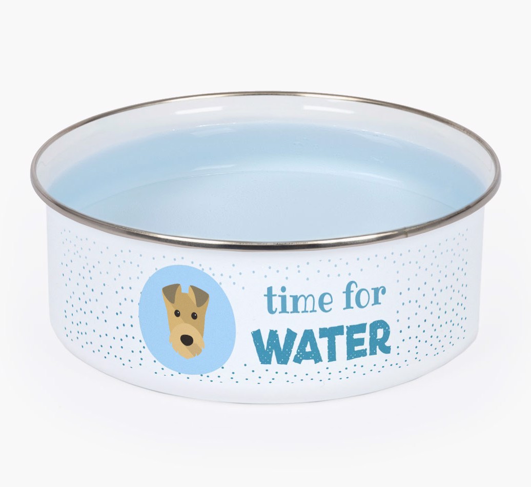 Time For Water: Personalised {breedFullName} Enamel Dog Bowl