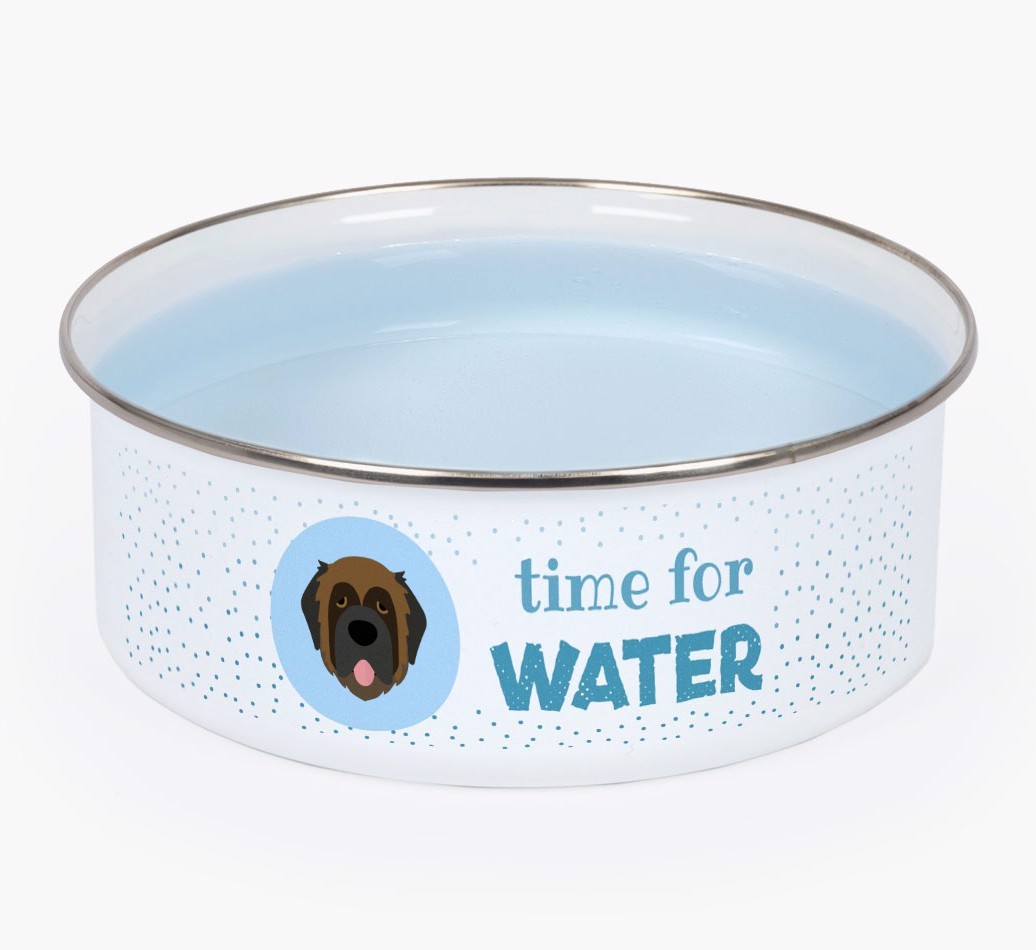 Time For Water: Personalised {breedFullName} Enamel Dog Bowl