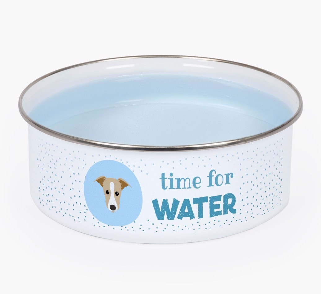 Time For Water: Personalised {breedFullName} Enamel Dog Bowl