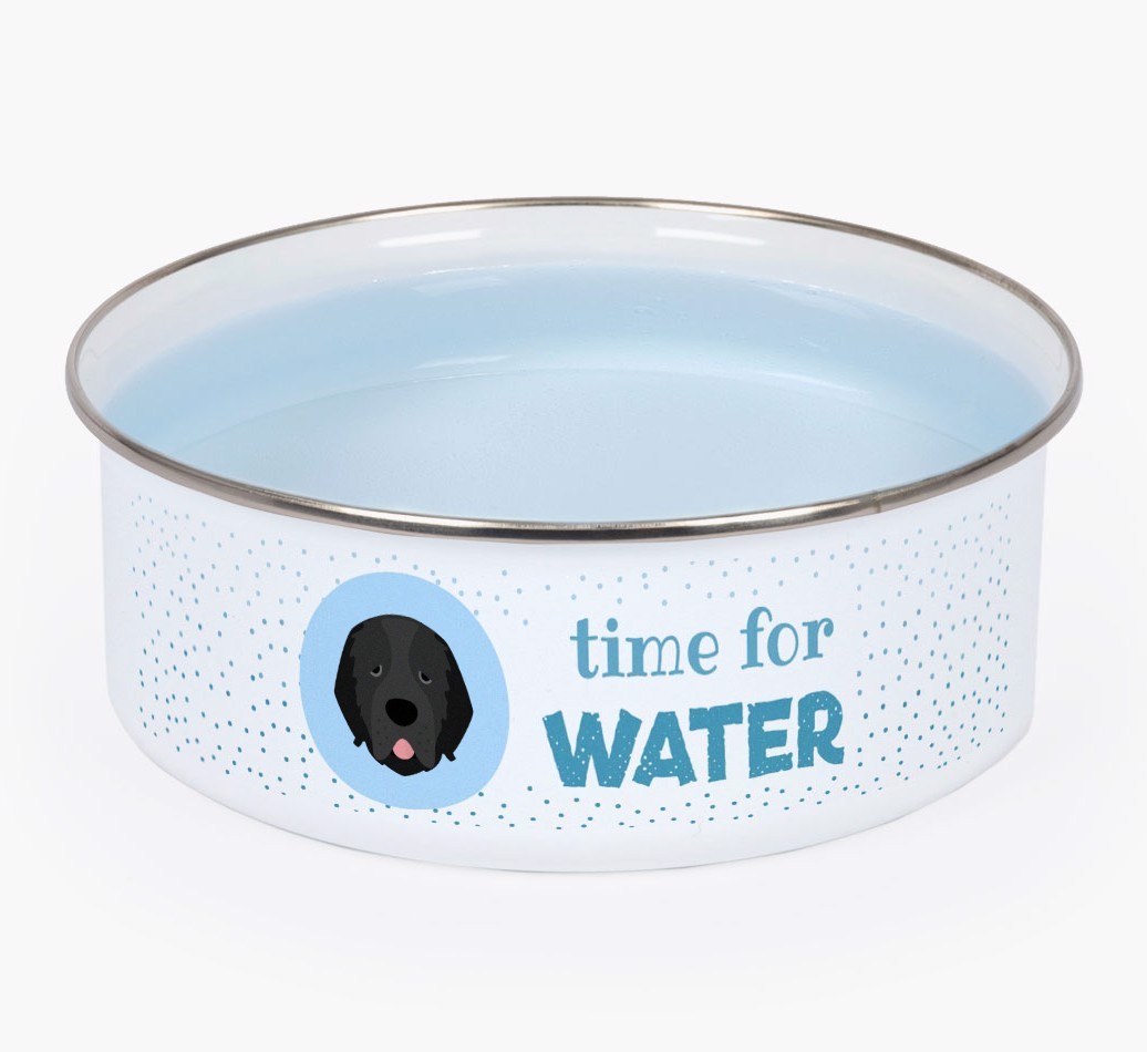Time For Water: Personalised {breedFullName} Enamel Dog Bowl