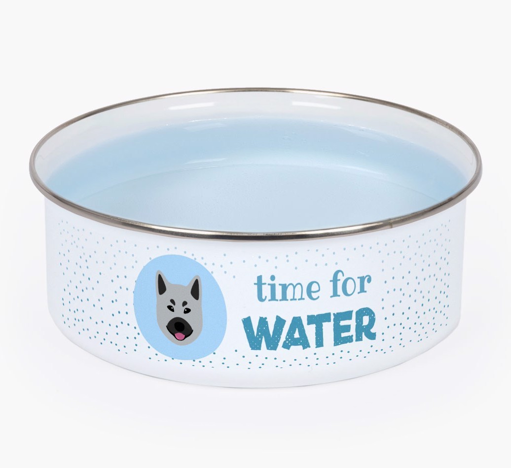 Time For Water: Personalised {breedFullName} Enamel Dog Bowl