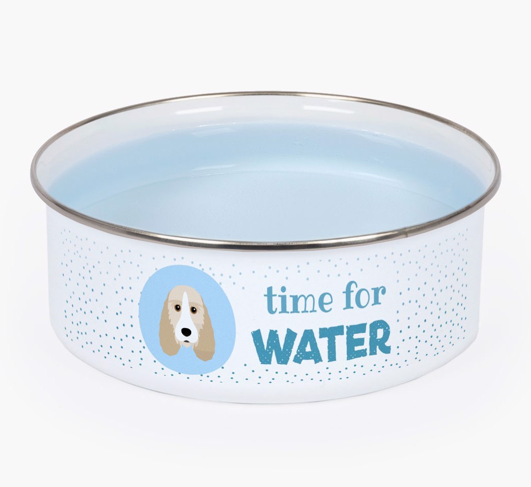 Time For Water: Personalised {breedFullName} Enamel Dog Bowl