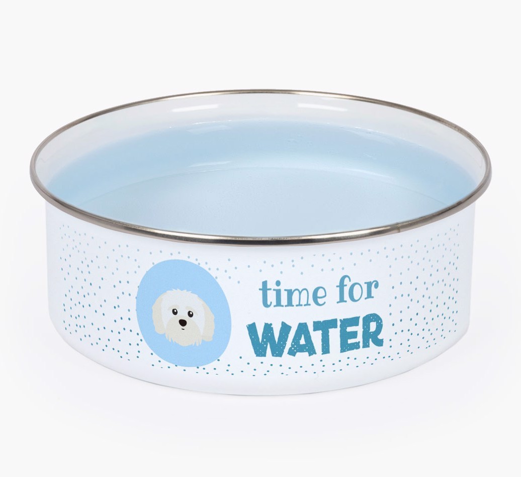 Time For Water: Personalised {breedFullName} Enamel Dog Bowl