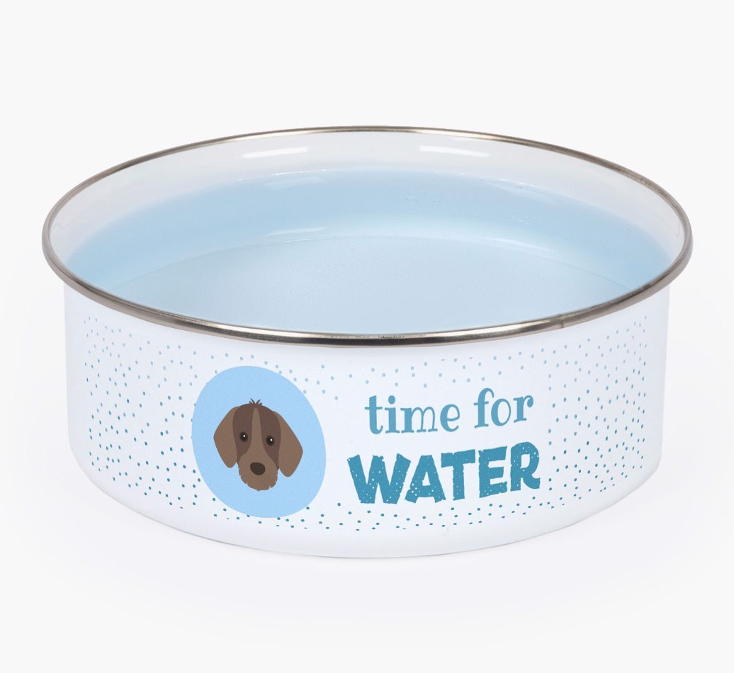 Time For Water: Personalised {breedFullName} Enamel Dog Bowl