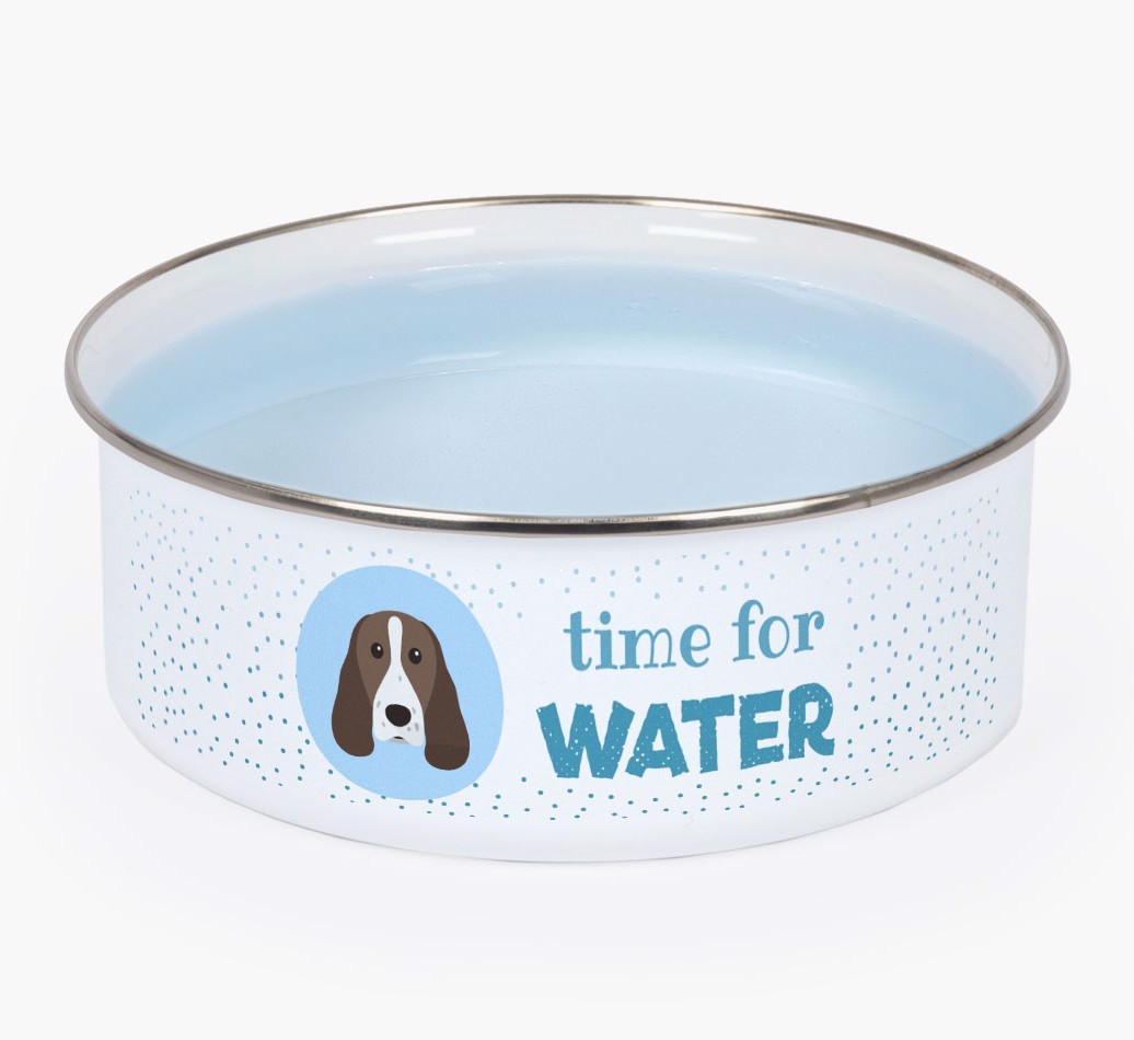 Time For Water: Personalised {breedFullName} Enamel Dog Bowl