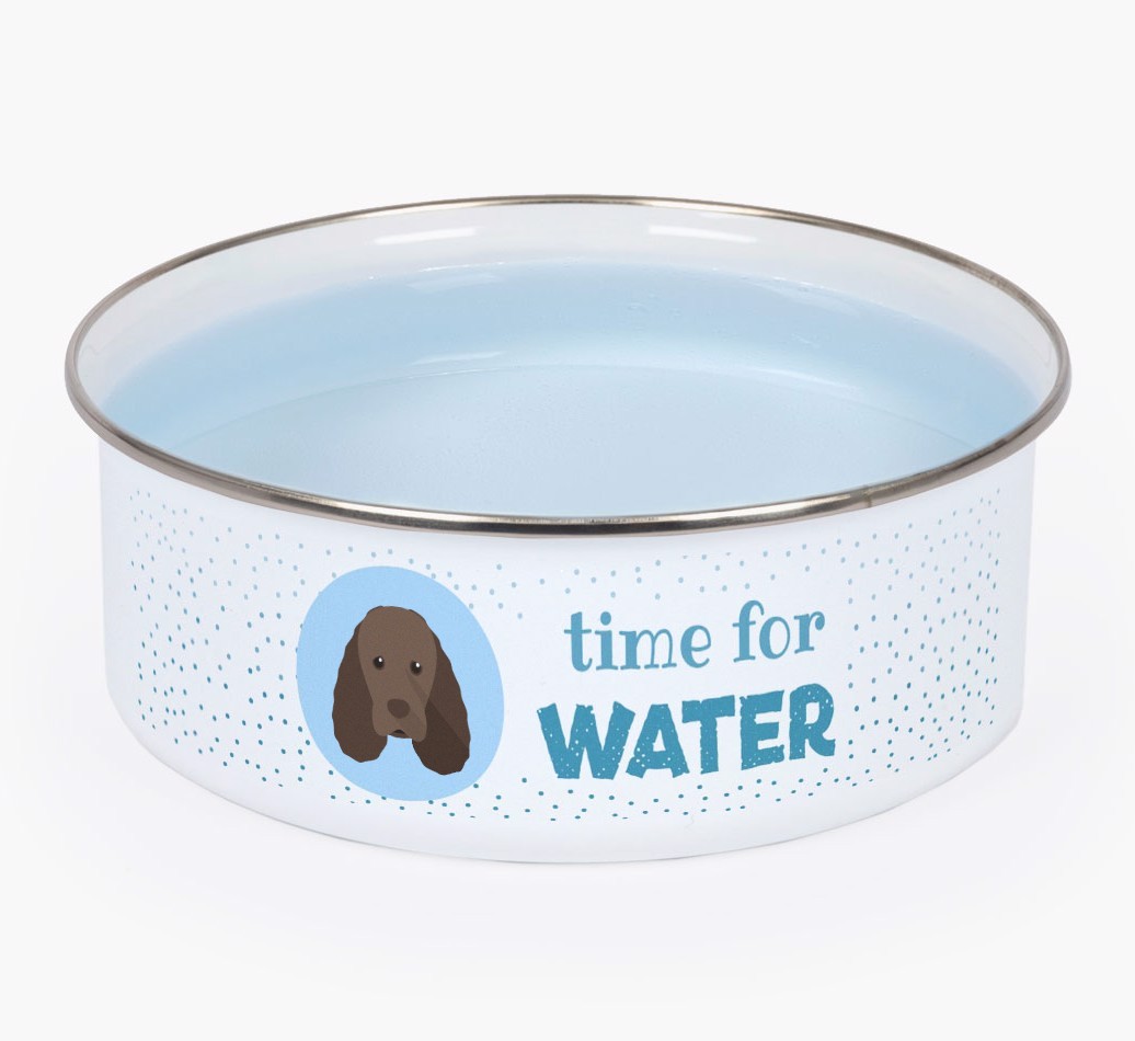 Time For Water: Personalised {breedFullName} Enamel Dog Bowl
