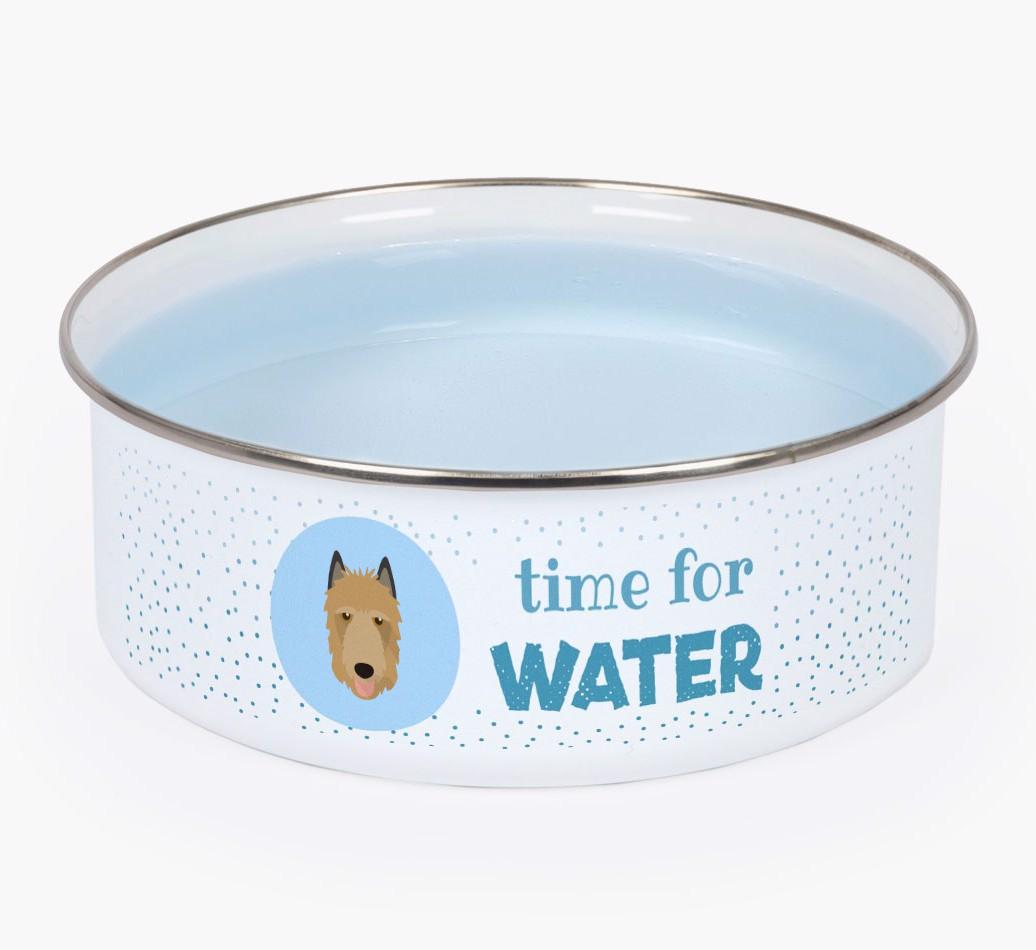 Time For Water: Personalized {breedFullName} Enamel Dog Bowl