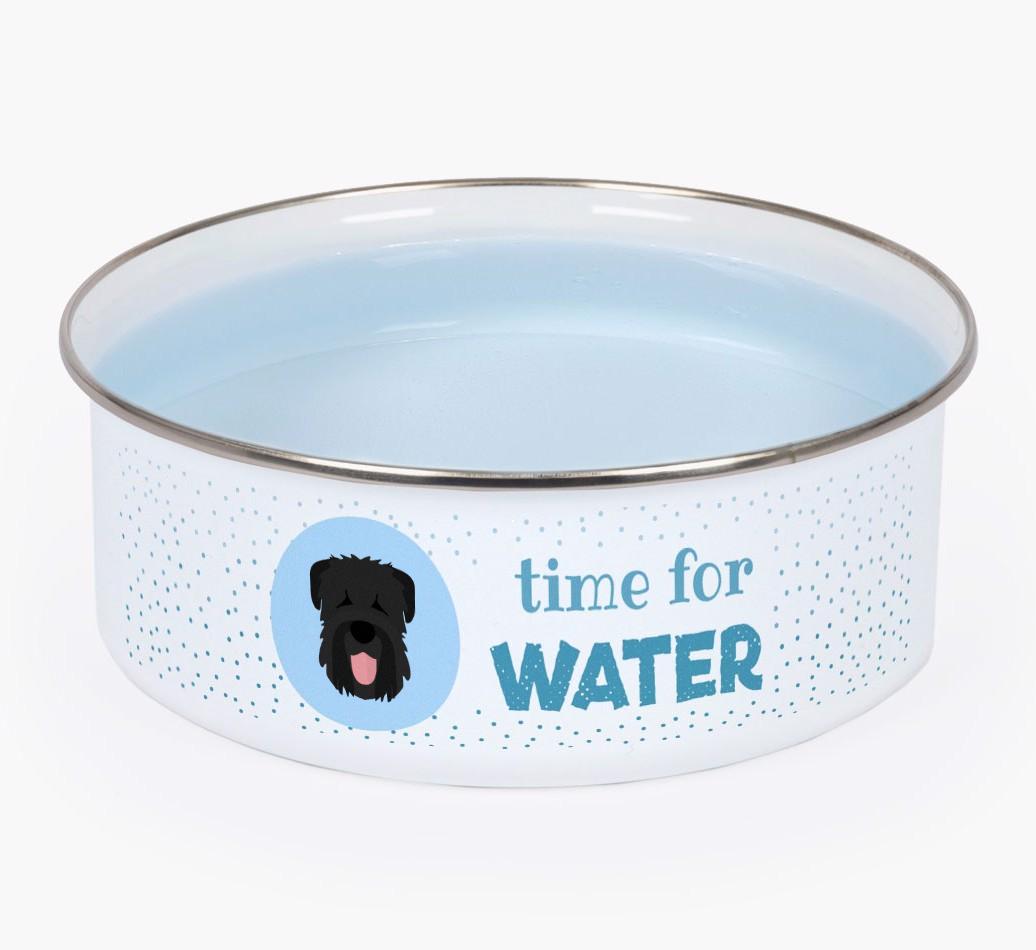 Time For Water: Personalized {breedFullName} Enamel Dog Bowl